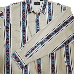 Vintage High Noon Pearl Snap Down Aztec Print Stripes XL